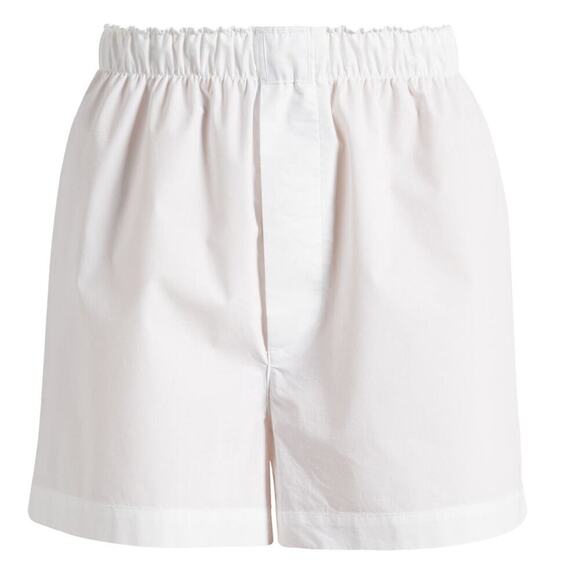 SKIMS Cotton Poplin Sleep Shorts Spa Embroidered Pull On Snow White NWT Size 4X - Picture 2 of 11